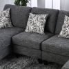 Living Room 1pc Armless Chair Transitional Style Chenille Fabric Gray Color Tappered Feet Couch Pillows