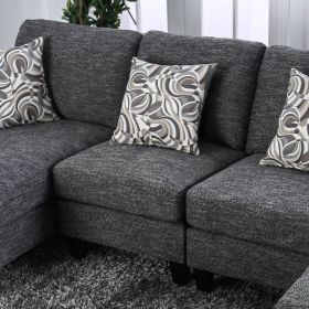 Living Room 1pc Armless Chair Transitional Style Chenille Fabric Gray Color Tappered Feet Couch Pillows