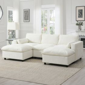 [VIDEO]86.5'' Chenille Modular Sectional Sofa with Storage Pockets, 5 Seat U Shaped Couch Set with Pillows,Free Combination