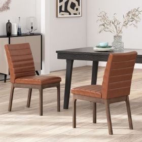 Upholstered Dining Chairs With Rubber Legs (Set of 2),Light Brown