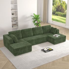 U shape Modular Sectional Sofa, Compressed Sectional Sofa Modern Minimalist Style Corduroy Couch, Sleeper Sofa for Living Room, Bedroom