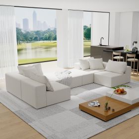Modern Upholstered Sectional Sofa Couch Set,Modular 132" L Shaped Sectional Living Room Sofa Set With 6 Pillows