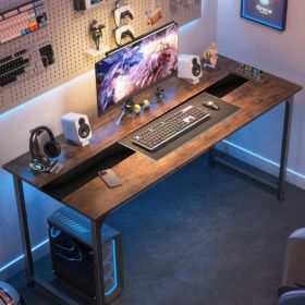 Computer Desk Large Office Desk, 59.8 Inch Gaming Desk Writing Desk Work Desk for Home Office, Study, Modern Simple Wooden Desk, Large Legroom