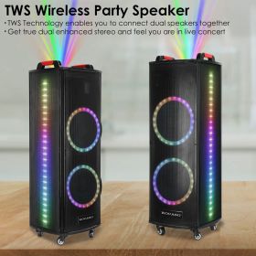 1Pc Portable Wireless Party Speaker Colorful Lights DJ PA System with TWS Function FM Radio USB MMC Card Reading Aux In Guitar Input Recording Functio