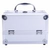 SM-2176 Aluminum Makeup Train Case Jewelry Box Cosmetic Organizer with Mirror 9"x6"x6" Silver