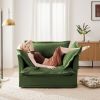 Slip-covered Armchair with 1 Big Back Cushion and 2 Big Toss Pillows, Single Deep Seat Comfy Single Couch Sofa Multiple Large Soft Pillows