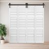 72" Bi-Folding Sliding Barn Door Hardware Kit for 4 Doors,Smoothly&Quietly,Black Track J Shape Roller-[Doors not Included]