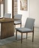 Natural Tone Frame Light Gray Fabric Set of 2pc Side Chairs Dining Room Furniture Chair Upholstered Seat