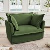 Slip-covered Armchair with 1 Big Back Cushion and 2 Big Toss Pillows, Single Deep Seat Comfy Single Couch Sofa Multiple Large Soft Pillows