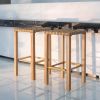 Bar Stools Set of 2, 27.6inch Metal Counter Height Bar Stools with Footrest, Hand-Made Drawstring Tall Bar Chairs for Kitchen, Island, Dining Room