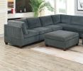 Living Room Furniture Grey Chenille Modular Sectional 9pc Set Large Family U- Sectional Modern Couch 3x Corner Wedge 4x Armless Chairs and 2x Ottoman