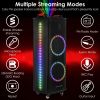 1Pc Portable Wireless Party Speaker Colorful Lights DJ PA System with TWS Function FM Radio USB MMC Card Reading Aux In Guitar Input Recording Functio