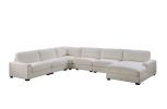Beige Color 6pc Modular Sectional Set Welt Corduroy Couch LAF Chair, Corner wedge, RAF Chaise, 3x Armless Chairs Living Room Furniture