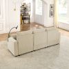 L-Shaped Couch Modern Sofa Chair with Storage, with Ottoman, Deep Seat Sofa with Cup Holders & Phone Holder Charging Ports