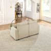 Modern Sofa Chair with Storage, with Ottoman, Deep Seat Sofa with Cup Holders & Phone Holder Charging Ports, Beige Corduroy Couch for Living Room