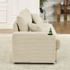 Modern 3 seat Sofa with Storage, Deep Seat Sofa with Cup Holders & Phone Holder Charging Ports, Beige Corduroy Couch for Living Room,Beige