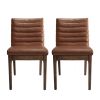 Upholstered Dining Chairs With Rubber Legs (Set of 2),Light Brown