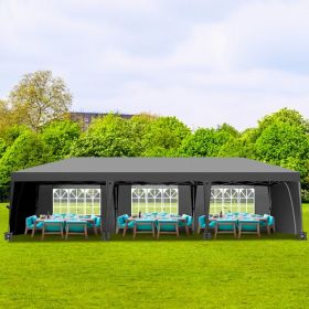 3X9m Deep Gray Folding Shed Oxford Cloth White Spray Painted Frame With 8 Sandbags And Tugboat Bag (Option: 3X9m)