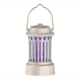 1pc Electric Insect Repellent Mosquito And Dew Camping Lantern; Courtyard Light ; bedroom Lamps; Chargeable 360 Degrees Kill Mosquito & Insects & (Color: Silver Gray)