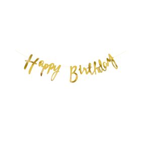 Golden English Happy Birthday Birthday Banner 2.5m (Option: 60pc)