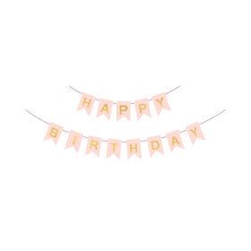 Valentine's Day Halloween Christmas New Year Thanksgiving  Light Pink English Happy Birthday Strip (Option: 12pc)